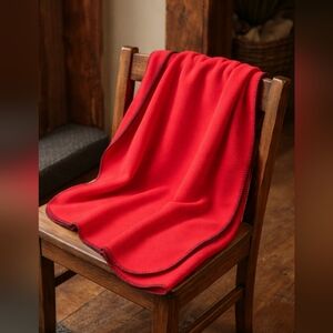 Woolrich Malden Mills Polarfleece Camp Blanket — Red Whipstitch — Vintage USA